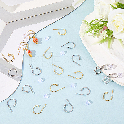 40Pcs 2 Colors 304 Stainless Steel Stud Earring Findings STAS-SC0010-32-1