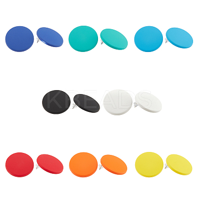 8 Pairs 8 Colors 304 Stainless Steel Flat Round Stud Earrings for Women EJEW-AN0003-42-1