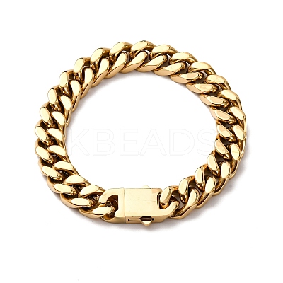 304 Stainless Steel Cuban Link Chain Bracelets for Unisex BJEW-K283-01C-G-1