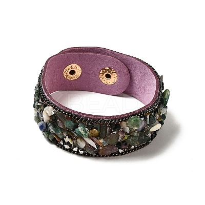 Faux Suede Snap Cord Bracelet BJEW-F428-06-1