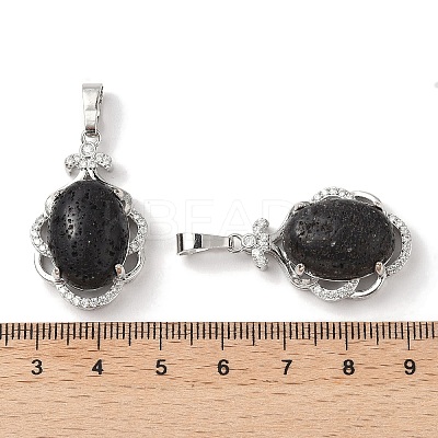 Natural Lava Rock Oval Pendants G-NH0025-15P-16-1