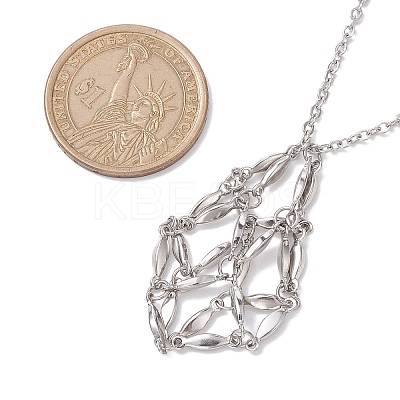 Crystal Stone Cage Pendant Necklaces NJEW-JN04756-03-1