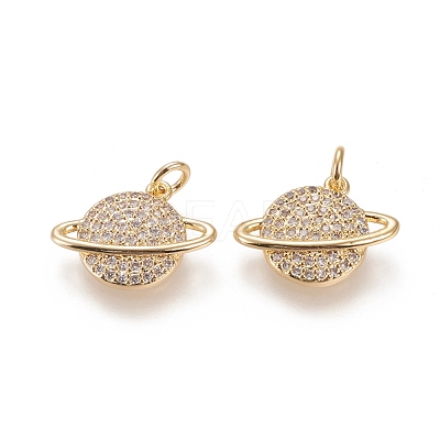 Brass Micro Pave Clear Cubic Zirconia Pendants ZIRC-L091-058G-1