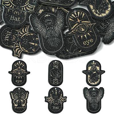 12Pcs 6 Styles Opaque Dark Theme Acrylic Pendants OACR-CJ0002-09-1
