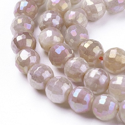 Electroplate Natural Sunstone Beads Strands G-P430-12-B-1