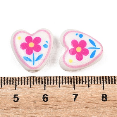 Floral Printed Porcelain Beads PORC-A033-01E-1