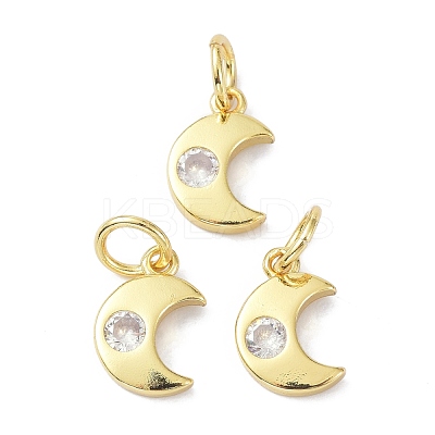 Brass Cubic Zirconia Charms ZIRC-C022-20G-1