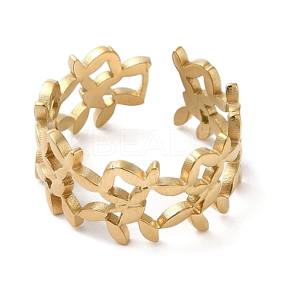 6Pcs 6 Style Butterfly & Horse Eye & Multi Lines 304 Stainless Steel Open Cuff Rings Set RJEW-P092-02G-M-1