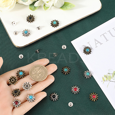 24 Sets 8 Style Zinc Alloy Buttons FIND-CP0001-86-1