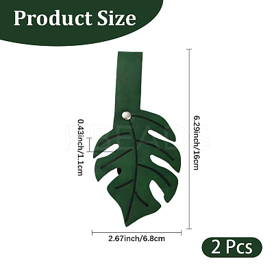 2Pcs Leaf PU Leather Cardigan Clips JEWB-CL0001-01A-1