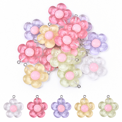 15Pcs Translucent Resin Pendants RESI-YW0004-55-1