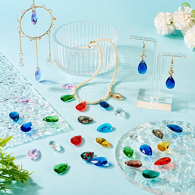 100Pcs Faceted Teardrop Glass Pendants GLAA-KS0001-11-1
