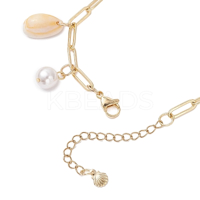 Natural Freshwater Shell Beads & Alloy Enamel Charm Bracelets BJEW-JB12214-02-1