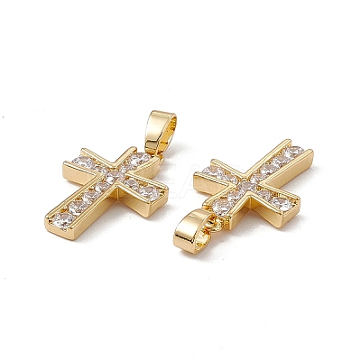 Brass Cubic Zirconia Pendants KK-E068-VC063-1