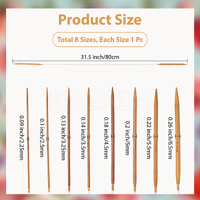 16Pcs 8 Styles Rubber Wire Bamboo Circular Knitting Needles TOOL-DJ0001-22-1