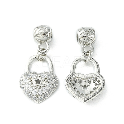 Rack Plating Eco-Friendly Brass Micro Pave Clear Cubic Zirconia European Dangle Charms KK-K330-46P-1
