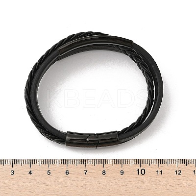 Ion Plating(IP) Braided Microfiber Leather Multi-strand Bracelets for Men BJEW-Z081-02EB-1