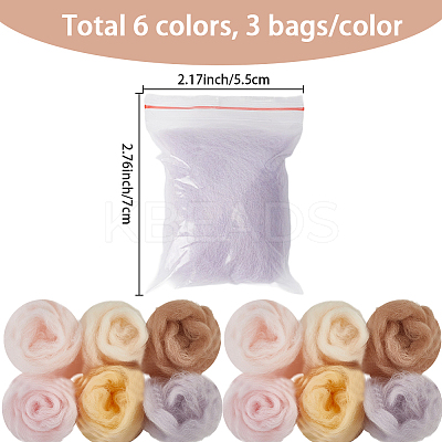 18Pcs 6 Colors DIY Wool Roving DIY-SP0005-70A-1
