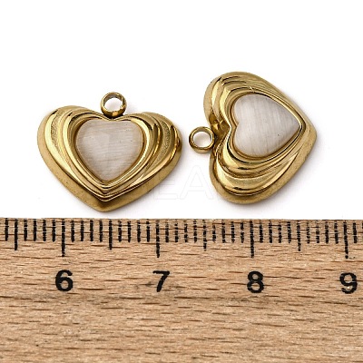 304 Stainless Steel Cat Eye Pendants STAS-P406-05G-1