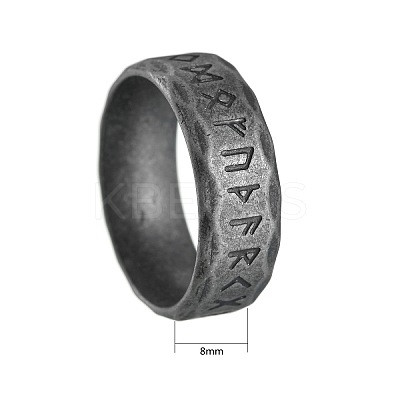 Viking Rune 304 Stainless Steel Finger Rings for Men WGDF4AB-50-1
