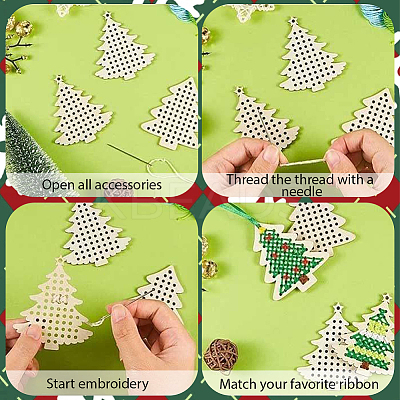 1 Bag Christmas Theme Wood Cross Stitch Kits WOOD-SC0002-23B-1