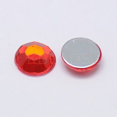 Faceted Half Round/Dome Acrylic Rhinestone Flat Back Cabochons GACR-YPO12MM-M-1
