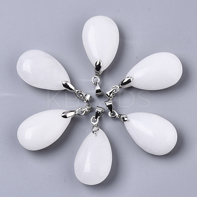 Natural White Jade Pendants G-N0326-023F-1