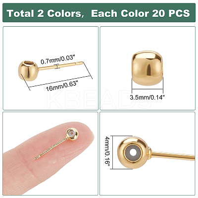 40Pcs 2 Colors Rack Plating Brass Stud Earring Findings KK-PH0004-80-1