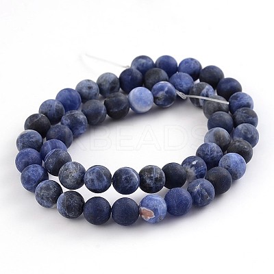 Frosted Natural Sodalite Round Bead Strands G-F231-01-10mm-1