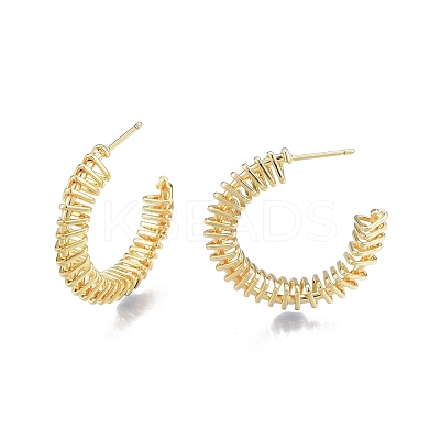 Brass Wire Swirl C-shape Stud Earrings EJEW-G322-04G-1
