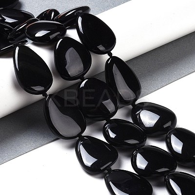 Natural Black Gemstone Beads Strands G-Q164-C01-02-1