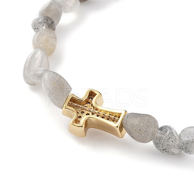 Nuggets Natural Labradorite Stretch Beaded Bracelets BJEW-JB05805-04-1