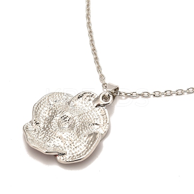 Alloy Poppy Flower Pendant Necklaces LS-NJEW-B080-02P-1