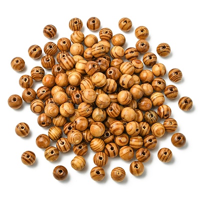 150Pcs Round Natural Wood Beads WOOD-YW0001-58D-1