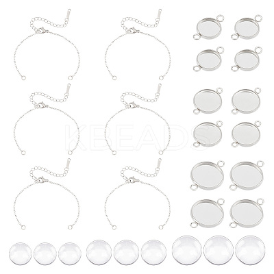 DIY Blank Dome Flat Round Link Bracelet Making Kit DIY-UN0004-54-1