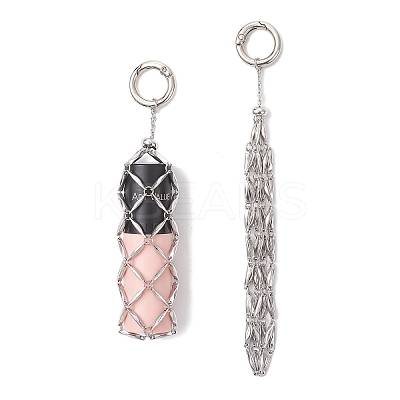 304 Stainless Steel Macrame Pouch Empty Stone Holder Pendant Decorations AJEW-JB01414-02-1