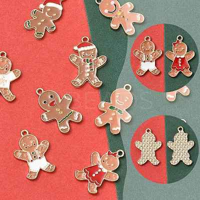 10Pcs 10 Styles Christmas Theme Alloy Enamel Pendants ENAM-FS0003-79-1