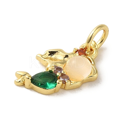 Brass Micro Pave Colorful Cubic Zirconia Glass Pendants KK-R162-026G-G-1
