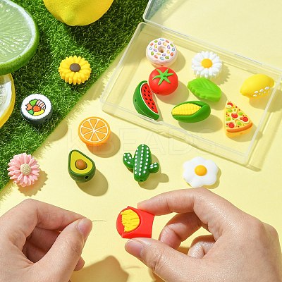 16Pcs 16 Styles Food Grade Eco-Friendly Silicone Focal Beads SIL-CJ0001-27-1