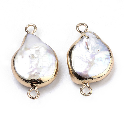 Plated Natural Baroque Pearl Keshi Pearl Links connectors X-PEAR-S012-01-1