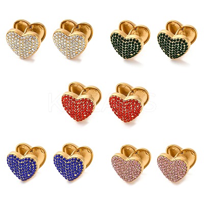 PVD Vacuum Plating 304 Stainless Steel Rhinestone Hoop Earrings for Women EJEW-Z076-04G-1