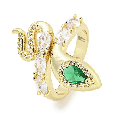 Brass Micro Pave Cubic Zirconia Cuff Rings RJEW-I103-015G-1