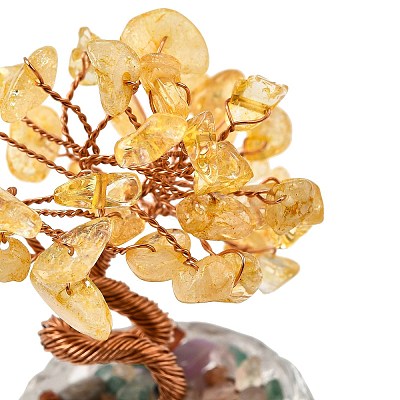 Natural Yellow Quartz Chips Tree of Life Decorations DJEW-Q010-01A-1