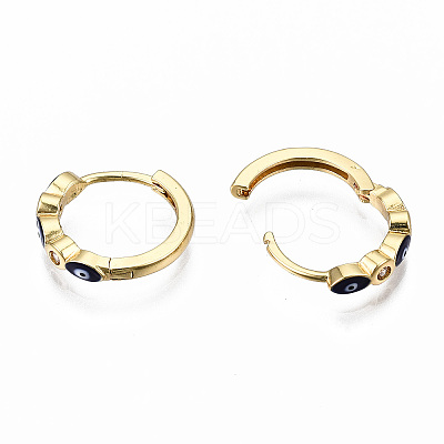 Brass Micro Pave Cubic Zirconia Huggie Hoop Earrings X-EJEW-T014-09G-01-NF-1