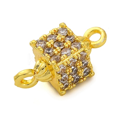 Brass Micro Pave Cubic Zirconia Cube Links Connector Charms KK-A230-04G-1