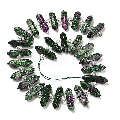 Natural Ruby in Zoisite Double Terminated Point Beads Strands G-H069-B08-01-1