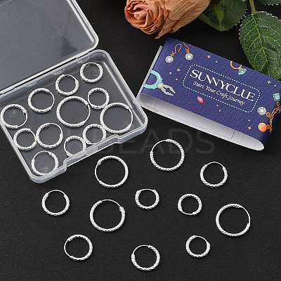 24Pcs 3 Styles Brass Textured Hoop Earrings EJEW-SC0010-89S-1