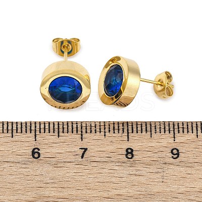 304 Stainless Steel Flat Round Stud Earrings EJEW-C099-23G-01-1