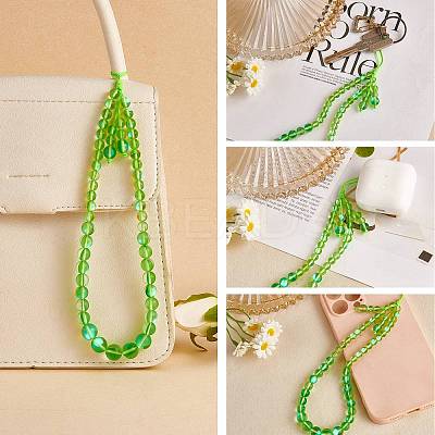 Round Synthetic Moonstone Beaded Mobile Straps HJEW-SW00042-02-1