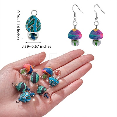 14Pcs 7 Colors Handmade Polymer Clay Pendants CLAY-SZ0002-09-1